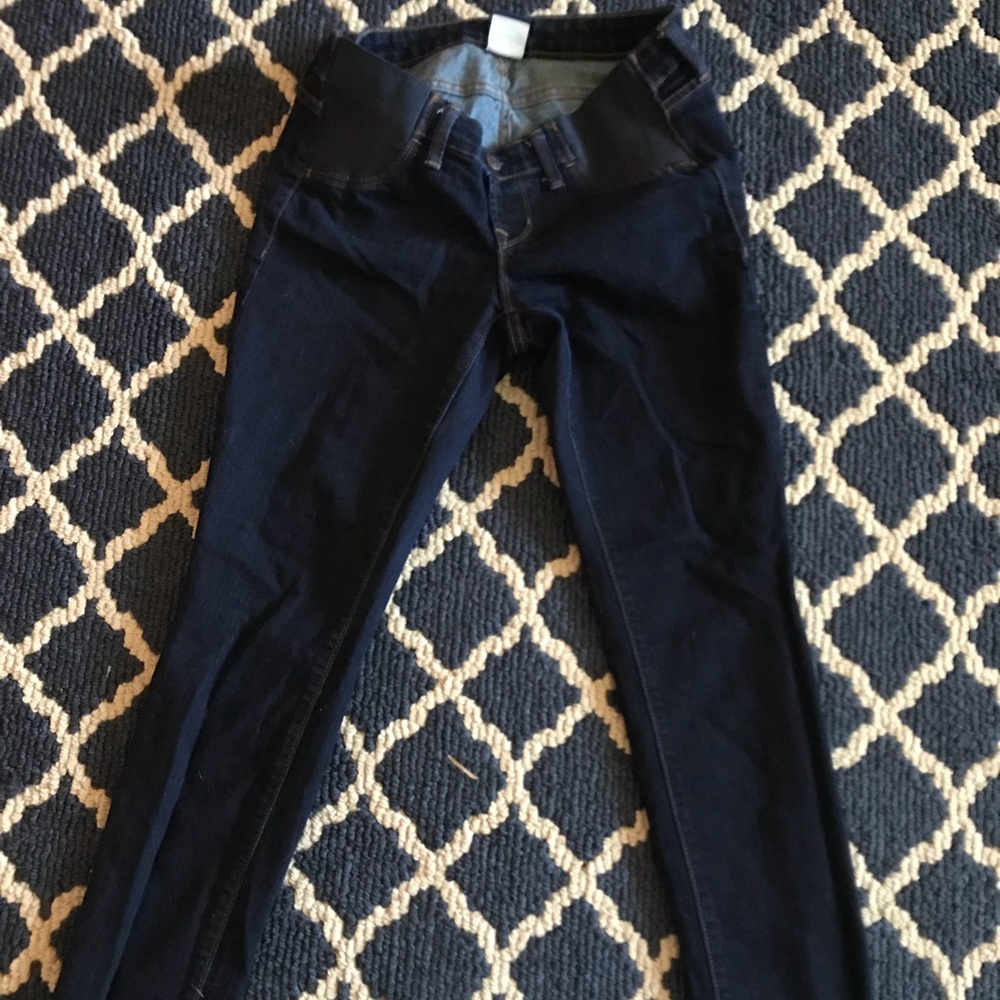 Dark denim side panel maternity jeans